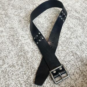 Linea Pelle Black Leather Studded Belt M